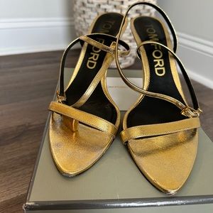 Tom Ford Padlock Sandals (Gold) Heel